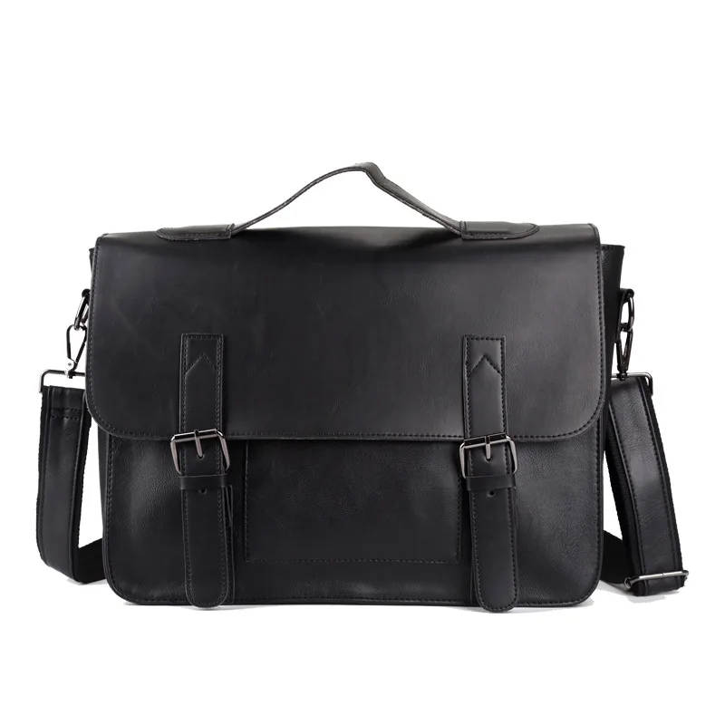 Многофункциональные мужские сумки, сумка для ноутбука, мужская сумка, высокое качество, кожа, водонепроницаемые сумки, мужские сумки через плечо, Роскошные - Цвет: Черный