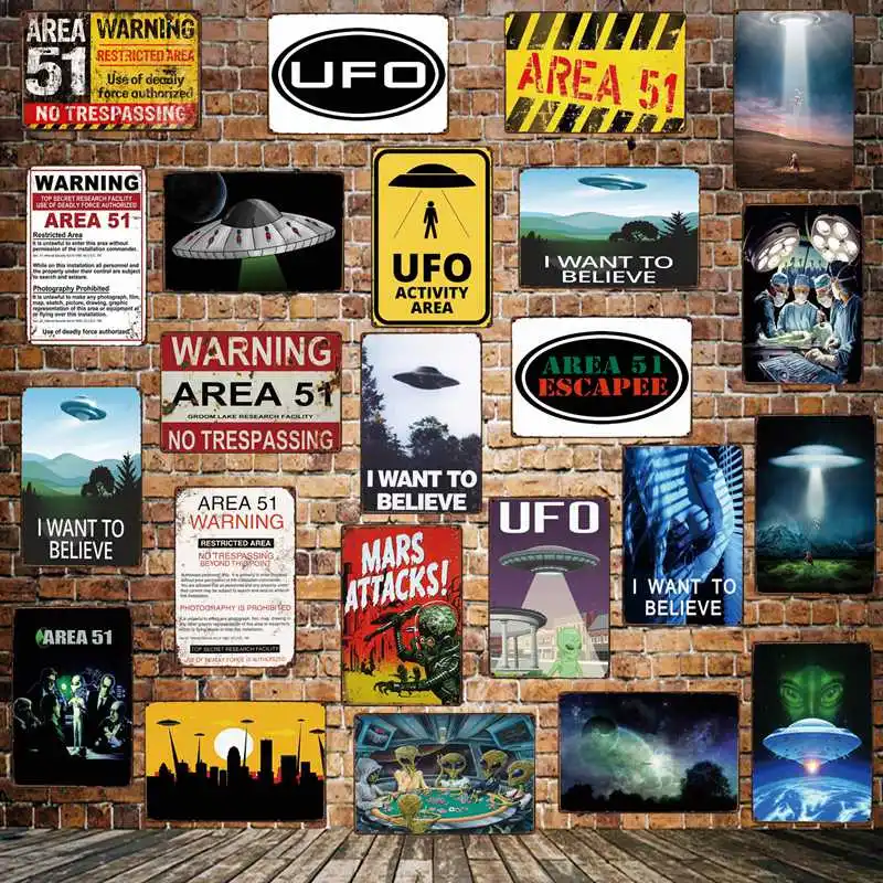 

[Mike86] Wanring AREA 51, я хочу верить, НЛО, пришельцы, металлический знак, настенный плакат, картина на заказ, декор комнаты, искусство