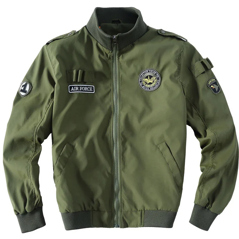 

Military Men's Thin Jacket Brand Fashion Stand Collar Air Force One Casual Jacket Coat Men Plus Size Outwear M~4XL BF2113