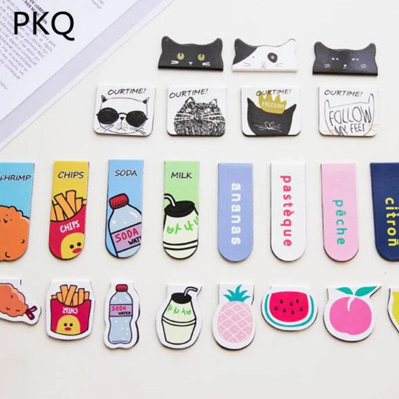 

Cute Cartoon Cat Head Magnet Bookmark Paper Clip School Office Supplies Kids Birthday Party Small Gifts Stationery Favors Random