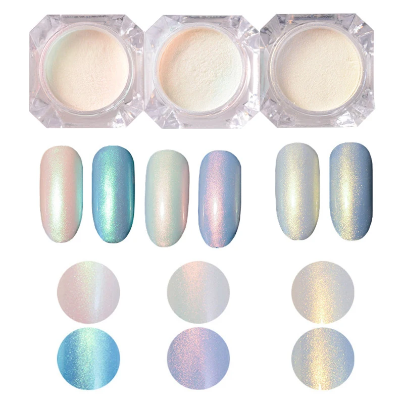

3 Boxes Pearl Effect Nail Glitter Powder Set Shimmer Pigment Manicure DIY Manicure Nail Art Glitter Kit