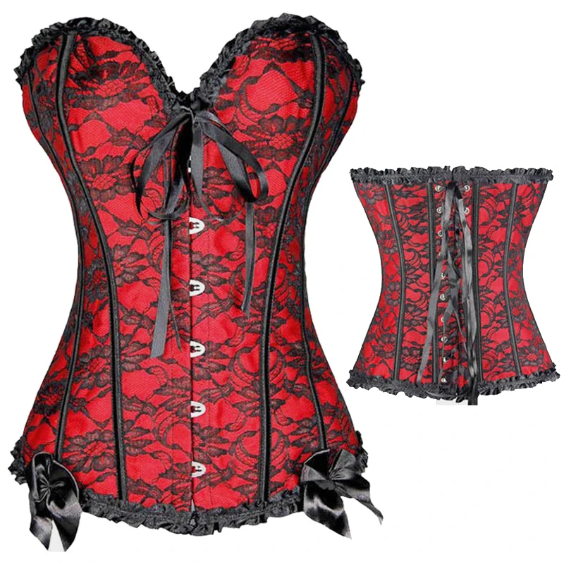  X Sexy Women steampunk clothing gothic Plus Size Corsets Lace Up boned Overbust Bustier Waist Cinch