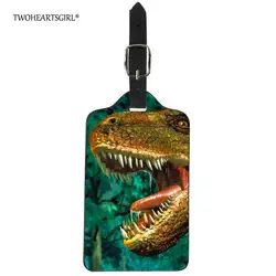 Twoheartsgirl 3d животных Динозавр печати Чемодан тег багаж чемодан Имя Адрес Id держатель кожа путешествия Label интернат тегов