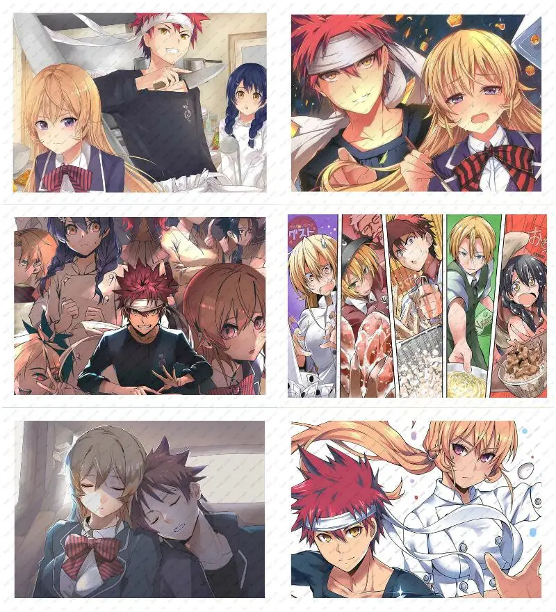 

Shokugeki no Soma Yukihira souma Nakiri erina Megumi Tadokoro wall stickers White kraft poster Japanese Anime Poster