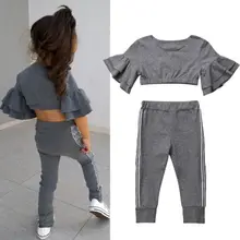 Осенне-осенние облегающие топы для маленьких девочек, штаны, леггинсы, комплект одежды