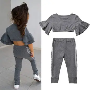 

Autumn Fall Kids Baby Girls Slim Fit Tops Pants Leggings Outfits Set Clothes