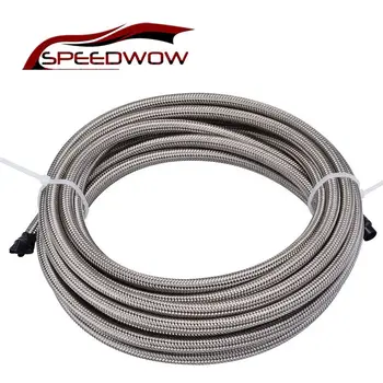

SPEEDWOW 5Meter AN4 Stainless Steel Silver Braided PTFE Brake Hose Line Racing Hose Fuel Oil Line Oil Cooler Hose