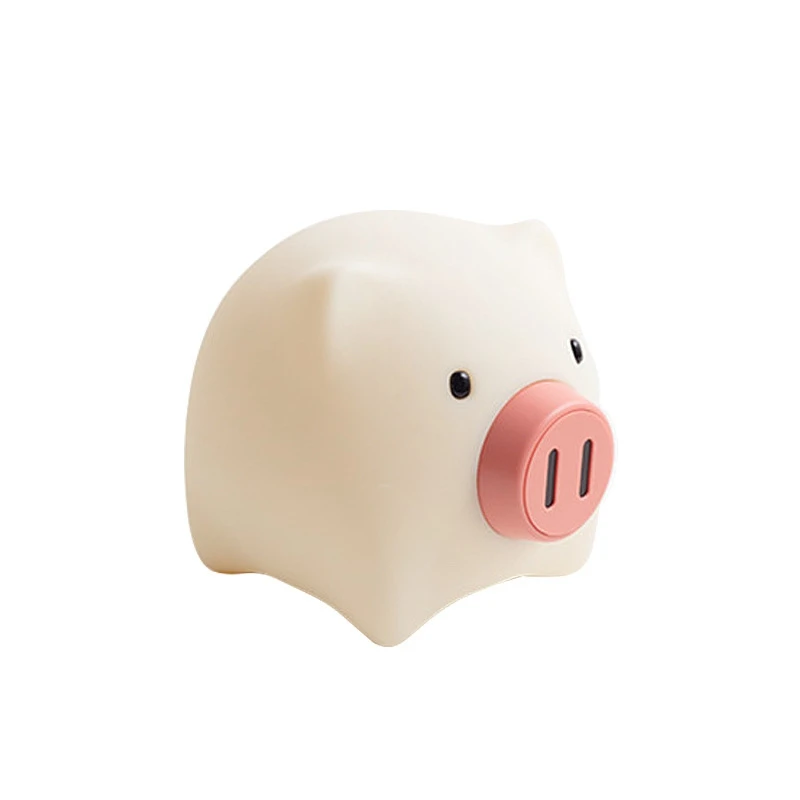 Creative Silicone Pig LED Night Light USB Charging Cute Table Lamp Bedroom Cartoon Toy for Kid Bedside Timing Sleep With Light (9)