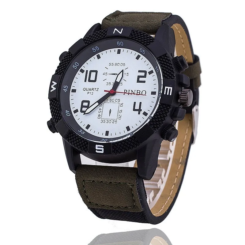 2018 новые Reloj модные кожаные спортивные часы с большим циферблатом военные