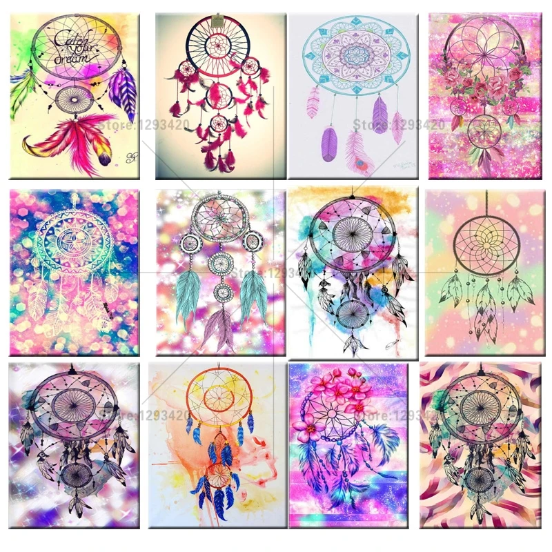 

Diamond Painting Cross Stitch Indian Dream catcher Painting Resin Full 5D Diy Diamond Embroidery feathers home decor
