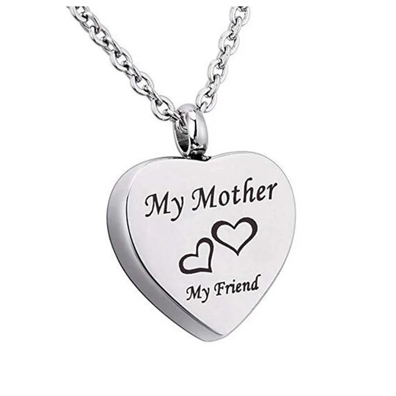 

Stainless Steel My Mother My Friend Heart Cremation Pendant&Necklace Hold Ashes Keepsake Memorial Urn Jewelry