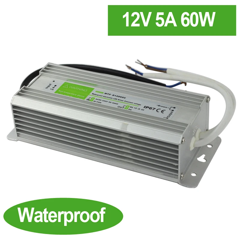 

Waterproof 12V 5A 60W LED Power Supply Driver Transformer dual putout for LED Strip LED module