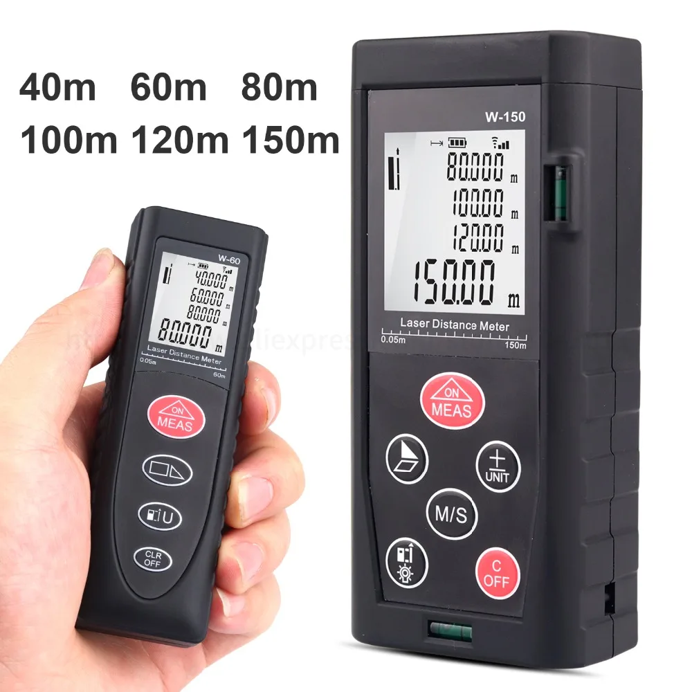 

Laser Rangefinders Area/Volume/Distance/Pythagoras Digital Laser Distance Measure Meter 40M 60M 80M 100M 120M 150M