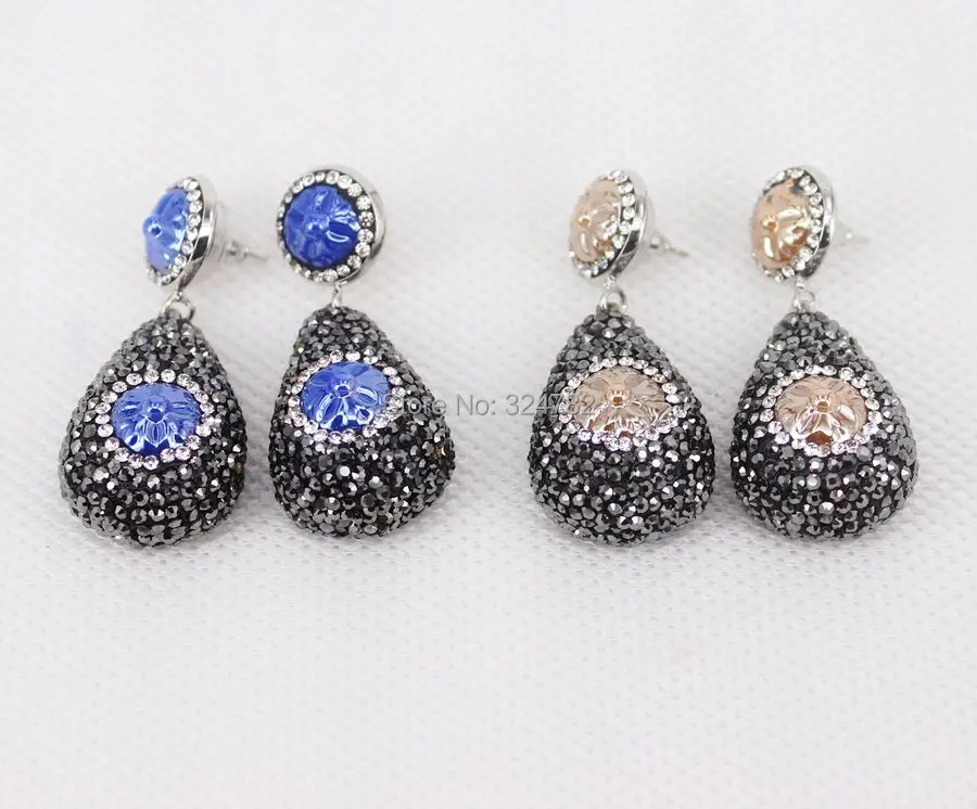 5 пар модные серьги капли воды Кристалл Rhinestone с Керамика бусинами|drop earrings|earrings