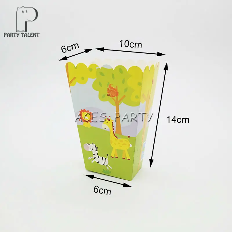 

8pcs/lot Popcorn Box for Kids Children Jungle Animals Theme Birthday Party Baby Shower Party Decoration Party Supplies