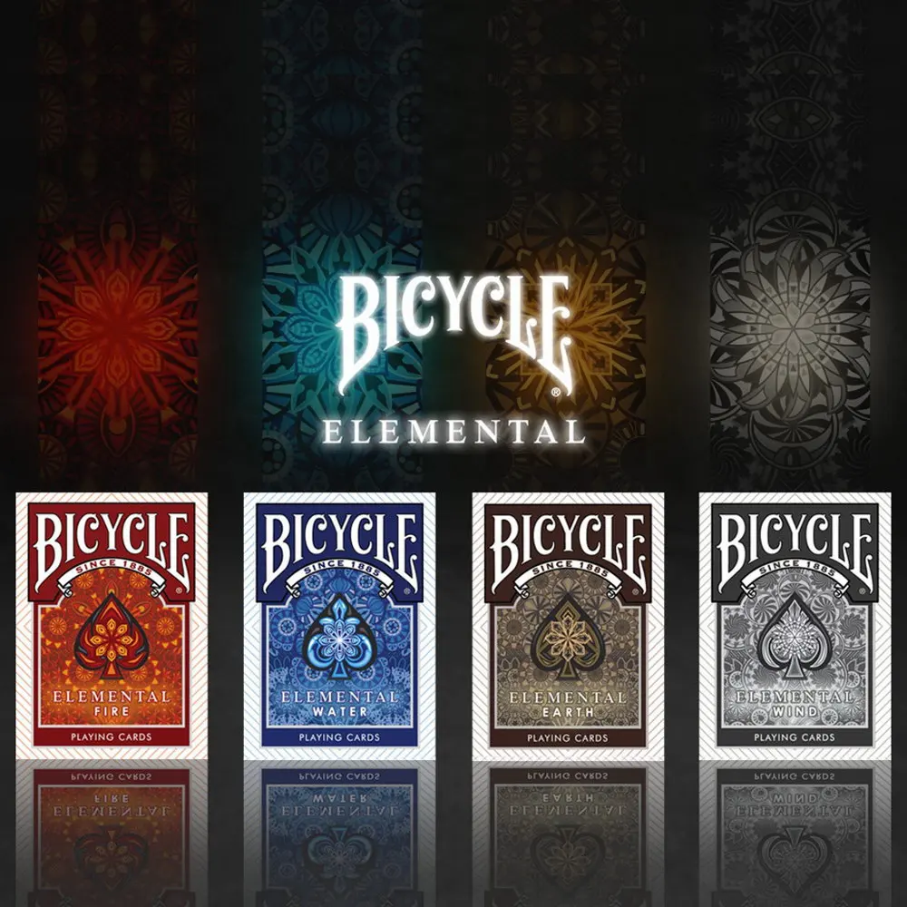 

1 Deck Playing Cards Bicycle Elemental Water, Earth, Wind & Fire Edition Poker Size Magic Props