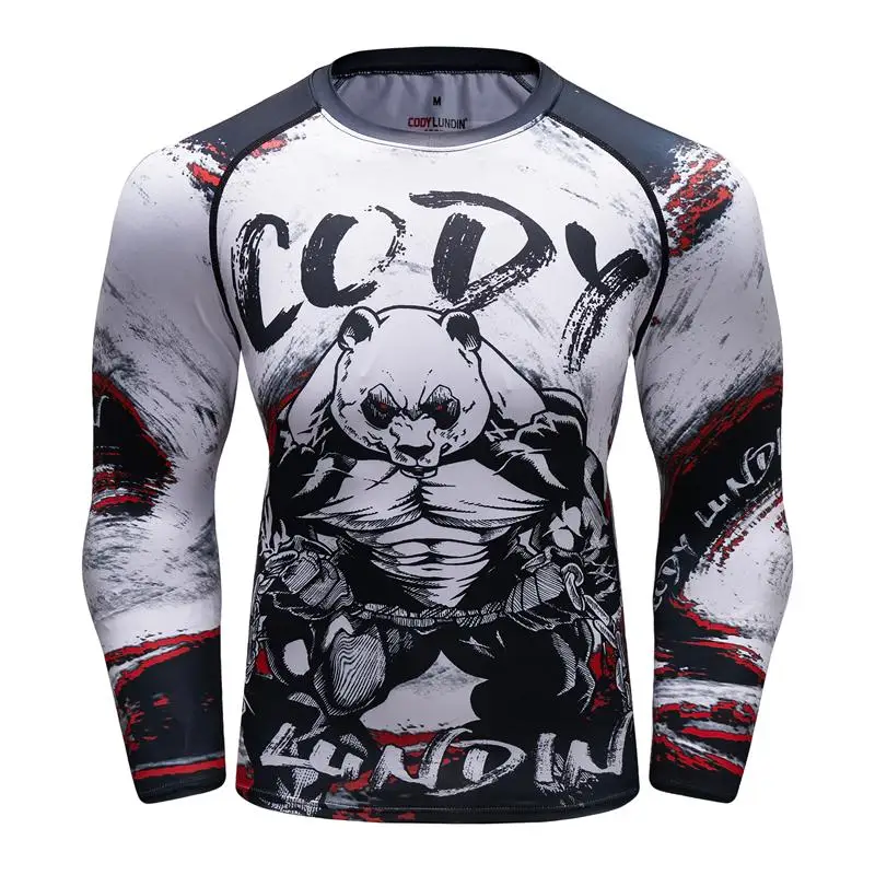 Новый UFC бразильский джиу-джитсу ММА запускает 3D боди Крест fit Rash Guard компрессионная рубашка Rashguard Мужская VS PK Спортивная футболка