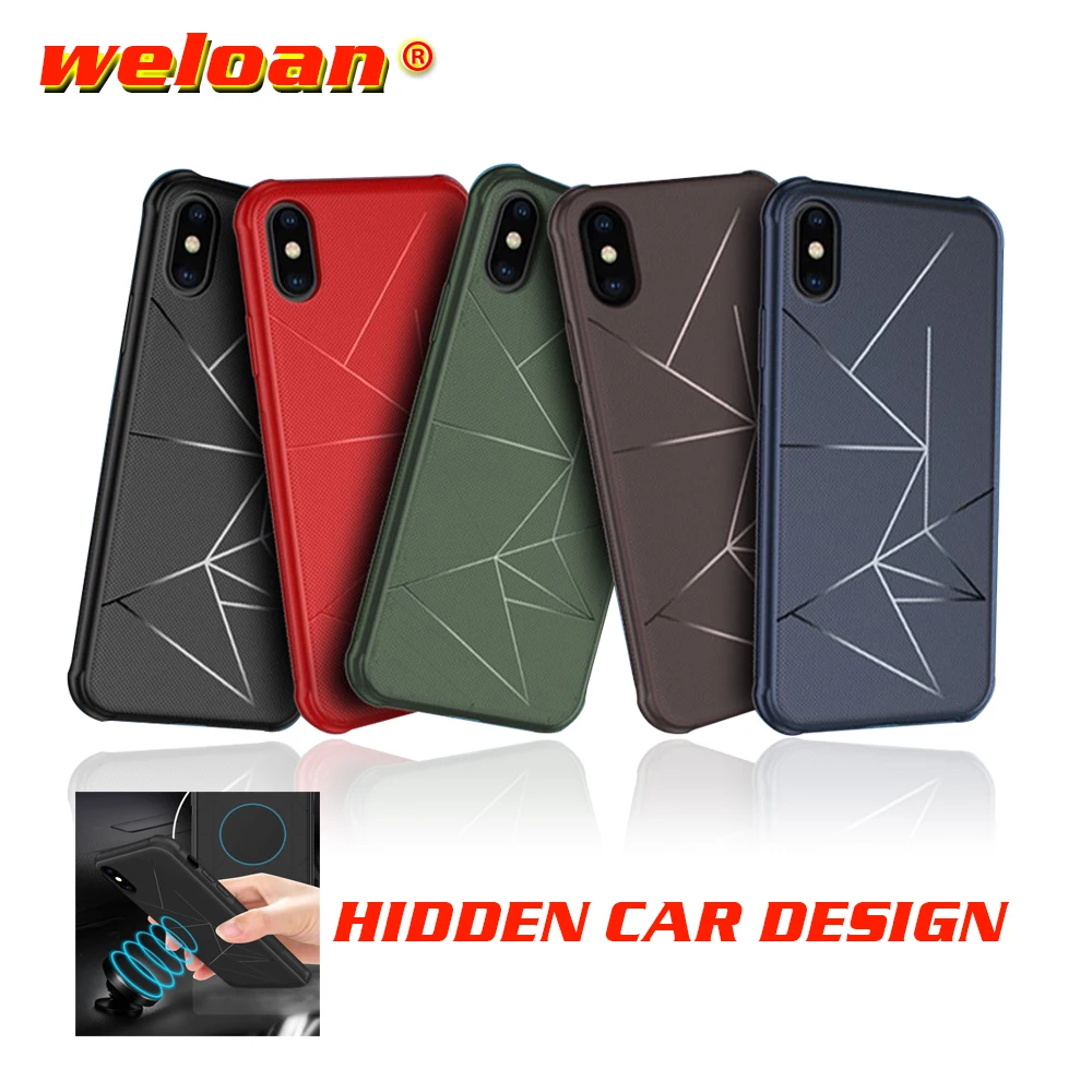 

weloan Luxury Car magnetic Case For iPhone X XS Max XR XS Soft TPU Cover For iPhone 7 8 6 Plus 5 5s 5se Car Phone case Back Cove