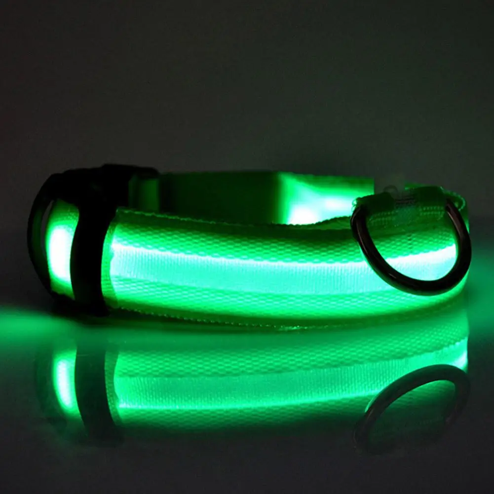 LED Pet Cat Dog Collar Night Safety Luminous Necklaces For Outdoor Walking - Цвет: green