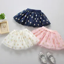 Модные милые летние юбки-пачки для маленьких девочек; сетчатая юбка принцессы с принтом звезды; вечерние балетные юбки для девочек; одежда из хлопка