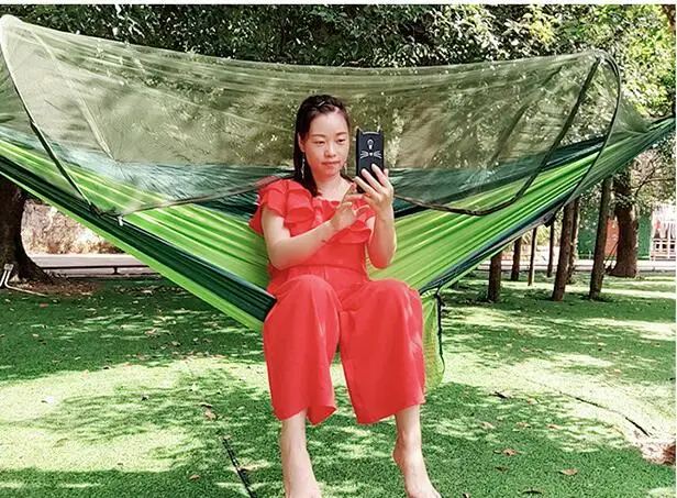 Outdoor mosquito net automatic quick-opening single-double ultra-light parachute cloth hammock anti-rollover indoor swing Outdoor mosquito net automatic quick-opening single-double ultra-light parachute cloth hammock anti-rollover indoor swing