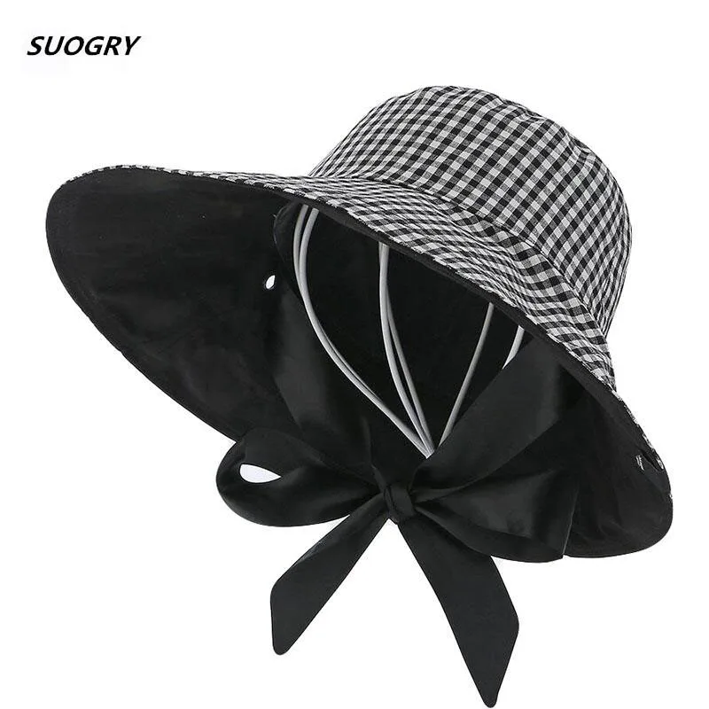 

Fashion Lattice Bucket Hat Female Outdoor Sports Hip Hop Cap Double Side Summer Fishing Sun Hat Women Panama For Newest Hats
