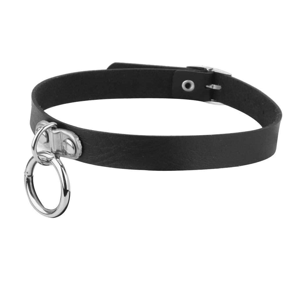 PU Leather Collar Choker Chain Belt Buckle Charm Necklace Adjustable Length for Women Jewelry  