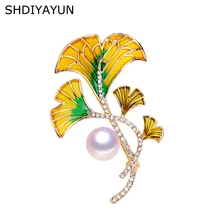 SHDIYAYUN новая жемчужная брошь натуральный пресноводный жемчуг креативная эмалированная брошь в виде цветка простые булавки для женщин ювелирные изделия женский подарок