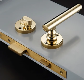 

1Set European Brass Door Lock Set Interior Silent Door Lock Anti-theft Split Door Lever Lock for Living Room/Bedroom/Bathroom