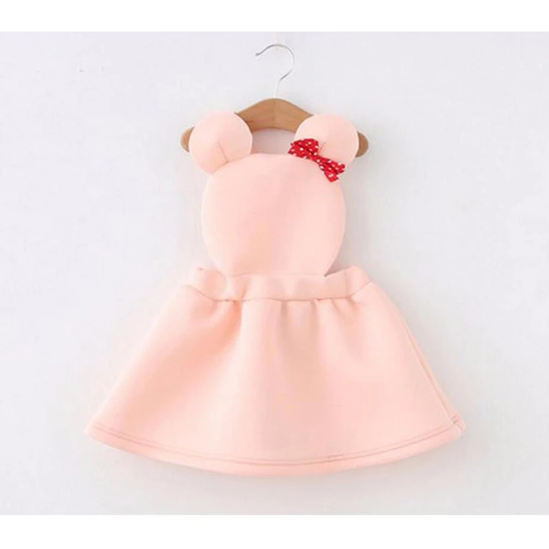 Платья для девочек; коллекция года; сезон осень; Лидер продаж; милые платья с воздушным слоем и ремнем; хлопковые детские платья с Минни; одежда принцессы для подростков - Цвет: pink