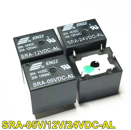 5 шт. 4pin DC Мощность реле SRA-05VDC-AL SRA-12VDC-AL SRA-24VDC-AL 4Pin PCB Тип ЧЕРНЫЙ автомобильное реле