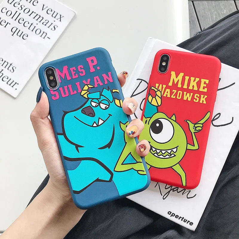 

Cartoon Cover For iPhoneXs XR Max Mobile phone shell For iPhone6 7 8 Plus Mike Wazowski Sulley Mobile phone protective case