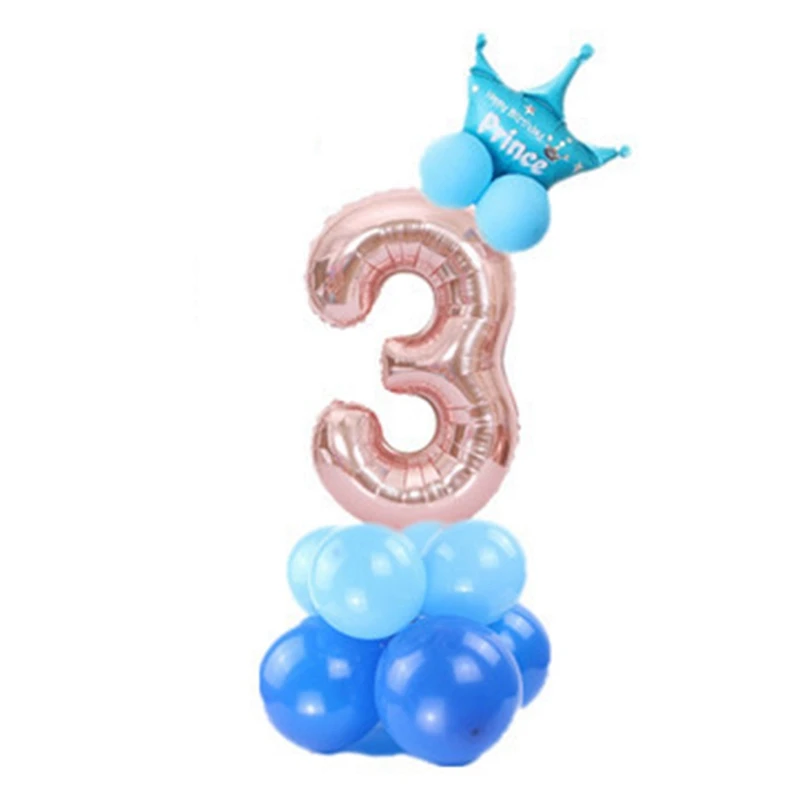 1 шт. 32 дюйма розовый и голубой номер фольги шары цифры баллоны с гелием день рождения Свадебный декор воздушные шары события вечерние поставки - Цвет: BL4