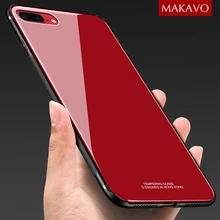MAKAVO Tempered Glass Case for iPhone 8 Plus 7 X Luxury Hybrid Back Cover Shockproof Sleeve Hard Housing for iPhone8 iPhone7 10
