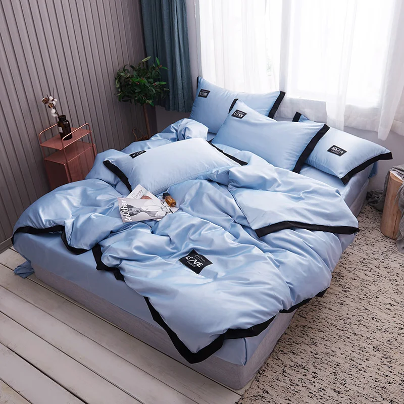 

European Luxury Bedding Set 3 4 Pcs Satin Silk Duvet Cover Bedsheet Pillowcase Set Summer Bed Linen Single Double Queen King