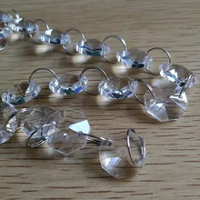 50 м/лот 14 мм Серебряное кольцо кристалл восьмиугольник бисера цепи декоративные свадебные стеклянные бусины strand люстра цепочки для ламп