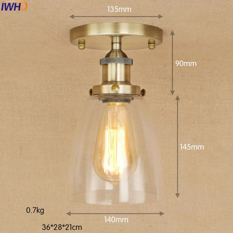 IWHD латунь цвет светодиодный потолочная винтажная лампа стекло гостиная освещение Лофт промышленный винтажный потолочный светильник Эдисона стиль освещение - Цвет корпуса: 1