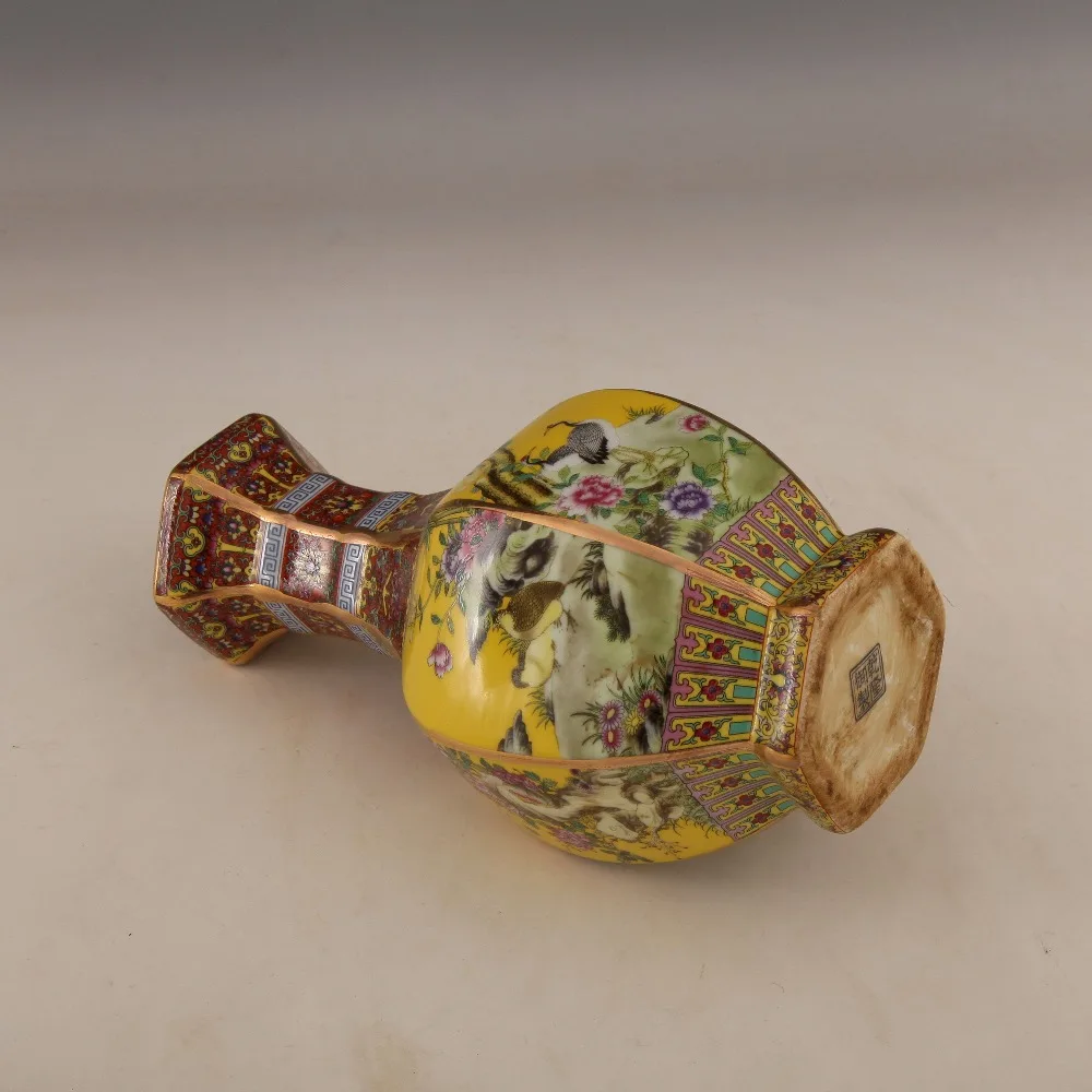 Старинная керамическая ваза Цзиндэчжэнь Qianlong эмалированная Золотая старинная