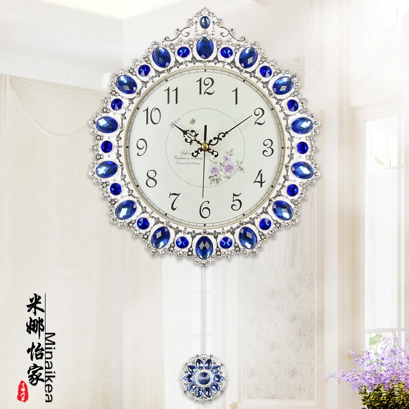 Silent Quartz Korean Metal Wall Clocks Silver blue  