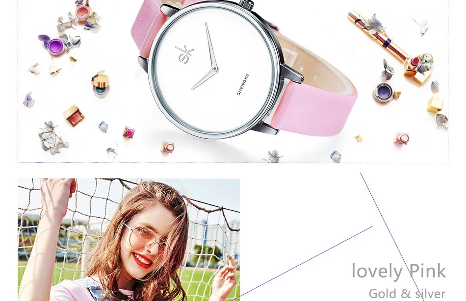 SK часы ультра-тонкий ремешок модные женские часы SHENGKE бренд известный Кварцевые часы Женские часы женские наручные часы Montre Femme