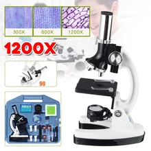 300/600/1200X набор для студенческого микроскопа, светодиодный лабораторный Набор для дома, школы, обучающая игрушка, подарок, биологический микроскоп, детский набор инструментов