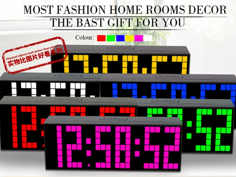 

Kosda LED 3D Wall Clock Digital Table Alarm Modern Design Electronic Stopwatch Fashion Desk Timer Thermometer Nightlight