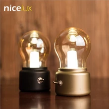 Винтажный светодиодный ночник, светильник в стиле ретро, USB, 5 В, перезаряжаемый аккумулятор, светильник для настроения, письменный стол, настольный светильник, переносная прикроватная лампа