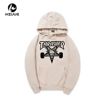 2016 Зимняя Одежда Флис Громила Толстовка Хип-Хоп Скейтборд thrasher Балахон Мужчины Кофты Пуловеры Спортивный костюм Толстовки