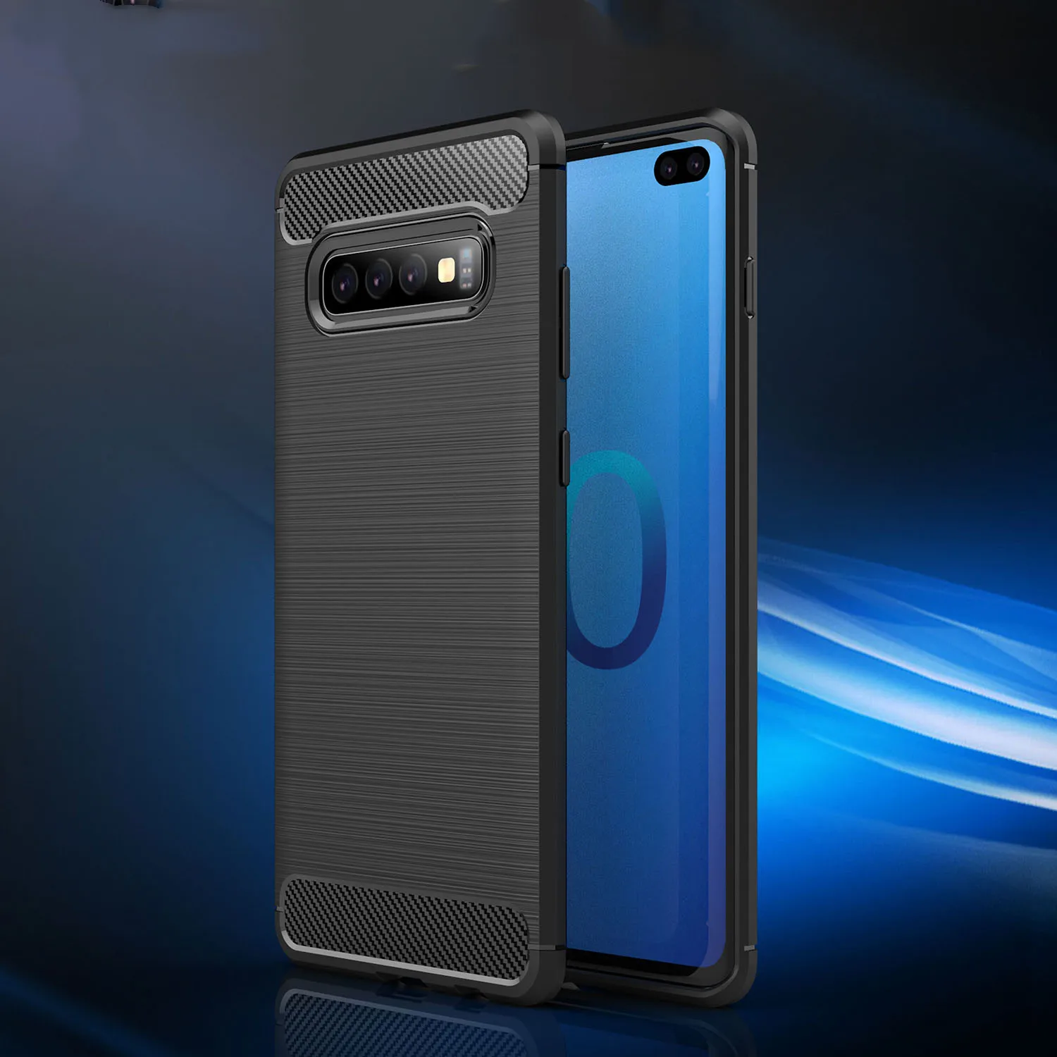 Карбоновая Защитная силиконовая задняя крышка для Huawei samsung Galaxy S10 5G S10E S9 S8 J4 J6 J8 A6 A8