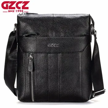 

GZCZ New Messenger Bag Men Genuine Leather Male Bags Casual Men Zipper Soft Crossbody Bag Men'S Shoulder Bag Satchels Portomonee