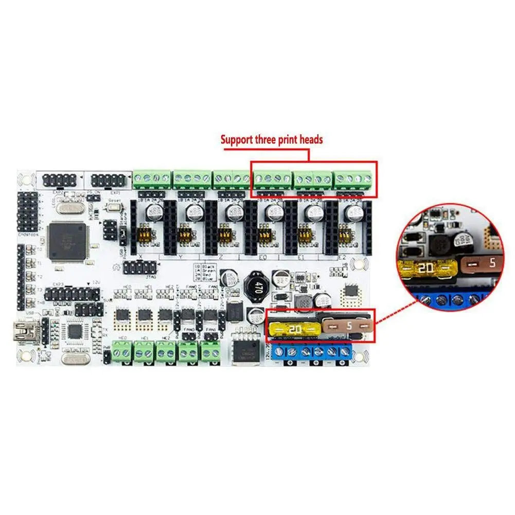 

Rumba Plus Motherboard with 6pcs A4988 Stepping Drivers for 3D Printer Kits-SCLL