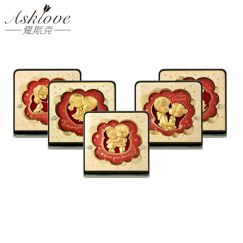 

Asklove Sweet Love picture Gold foil ornaments figurine Valentine's Day birthday gifts Desktop Home Decor Family Picture Display