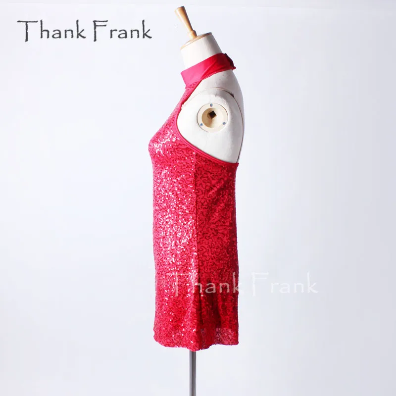 Thank Frank Mock Turtleneck Tank Latin Dress Girls Adult Red Modern Jazz Contemporary Dance Costume C352