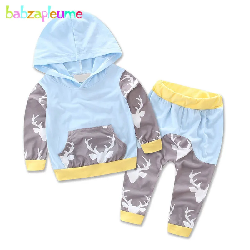 2 шт./0-24months/Демисезонный Одежда для новорожденных Повседневное футболка с капюшоном+ Брюки для девочек спортивный костюм младенческой Обувь для мальчиков Комплекты одежды для девочек bc1132